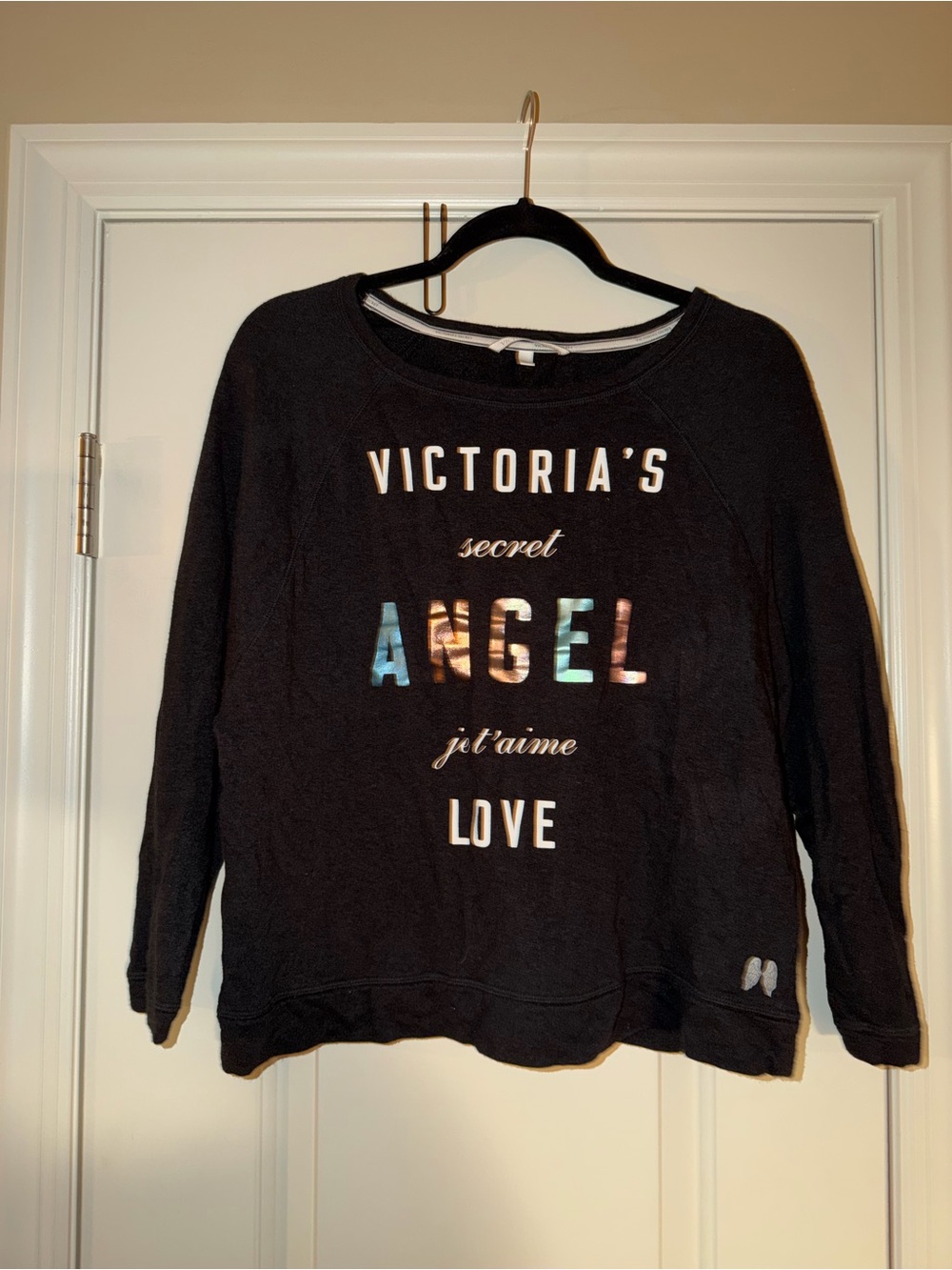 Victoria's Secret Black Sweatshirt with Multicolor ANGEL Letters